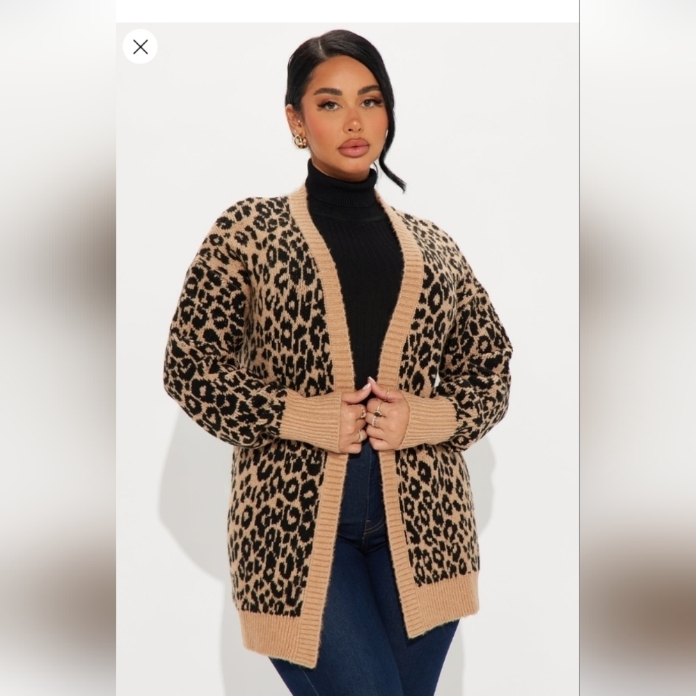 Fashion Nova On The Wild Side Leopard Cardigan Brown Size 1X(14/16) (NWOT)